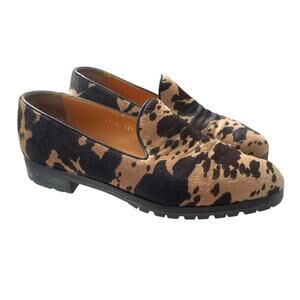 Walter Steiger loafer pony hair cow print brown animal print size 38 1/2